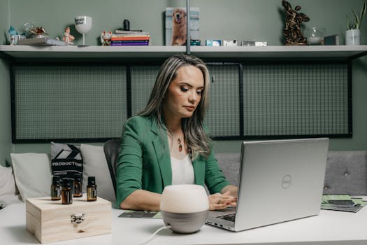 workspace aromatherapy setup