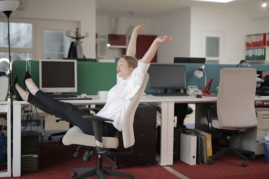 office stretch with a calming view