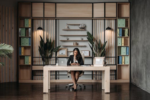 calm workspace with plants