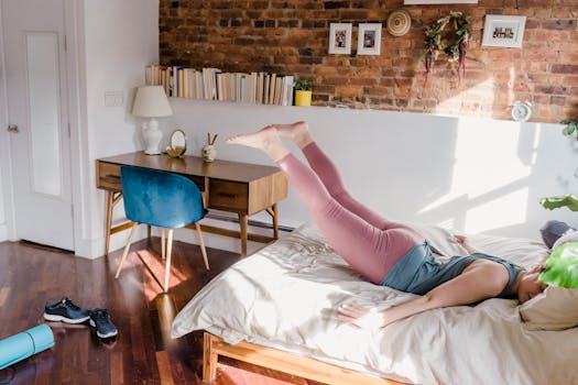 person stretching at a desk