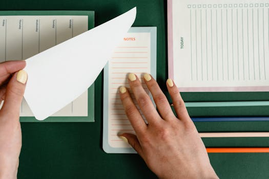 desk with a checklist