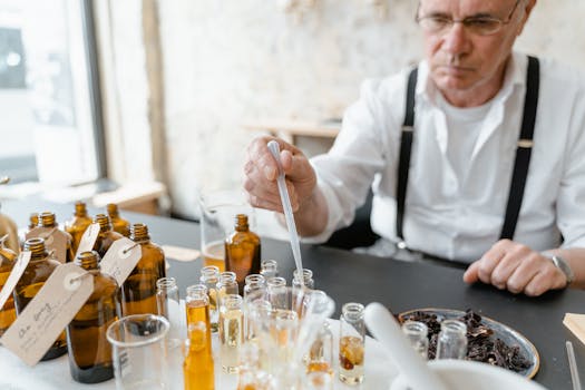 essential oils on desk