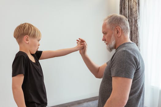 family practicing grounding exercises