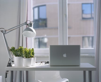 relaxing workspace with plants