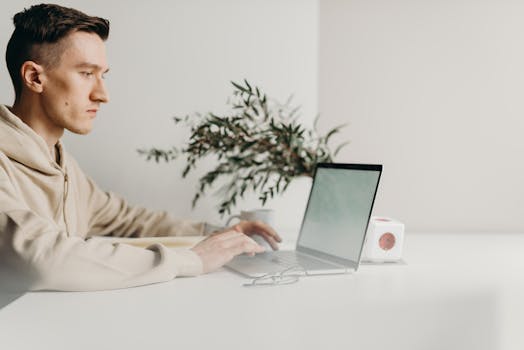 calm workspace with a plant