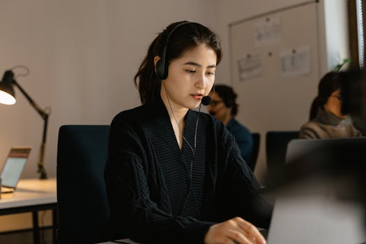 person working with headphones