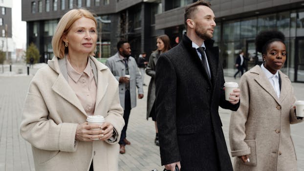 a group of coworkers taking a walk during their break