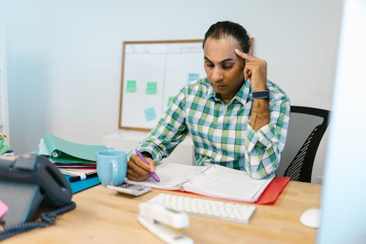 office worker looking stressed