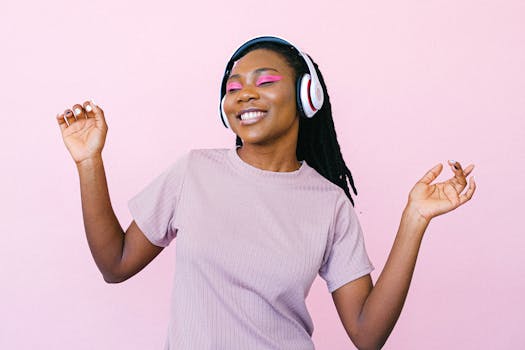 a person enjoying music with headphones