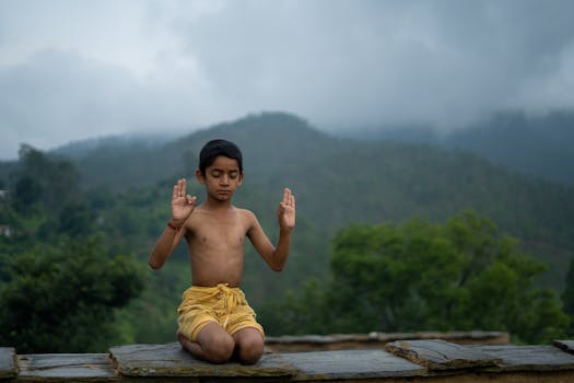 person practicing deep breathing