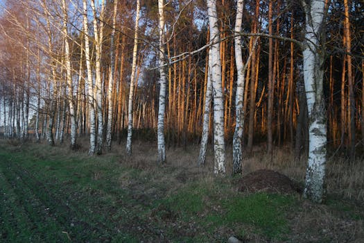 tranquil forest path with sunlight