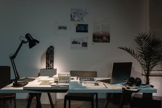 person meditating in a busy office